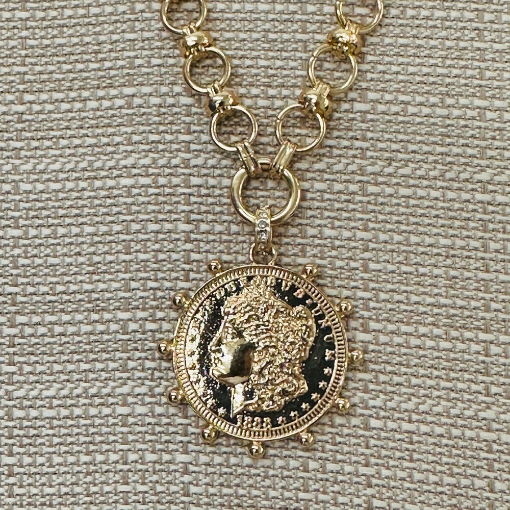 Gold Coin Pendant Necklace - Women's Jewelry